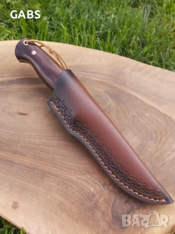Висококачествен ловен нож D2,фултанг с кожена кания, снимка 6 - Ножове - 49873136