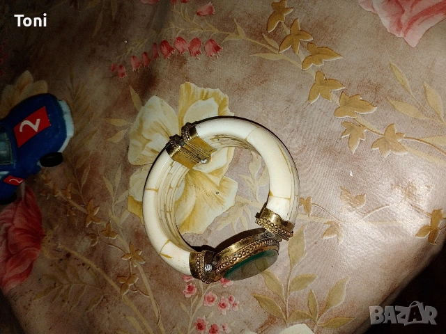 Стара ретро женска гривна слонова кост и ахат , снимка 4 - Антикварни и старинни предмети - 53647213