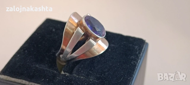Съветски-Сребърен пръстен с Аметист-4,96гр/875, снимка 3 - Пръстени - 54123071