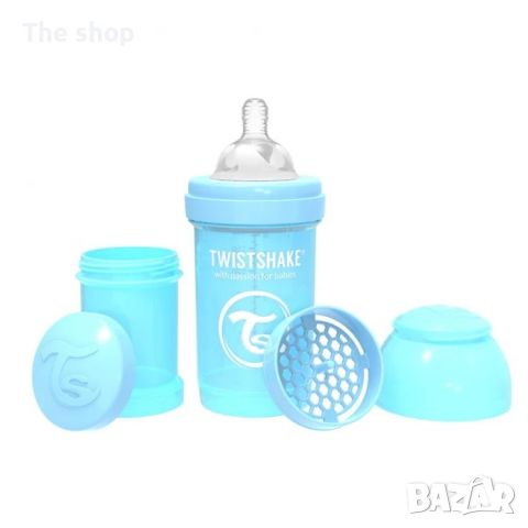 Шише за бебета против колики Twistshake 260 мл. светло синьо (004), снимка 1 - Прибори, съдове, шишета и биберони - 46085459