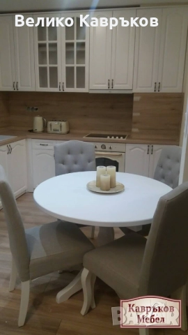 Маса "Марион",ф100см,бяла., снимка 4 - Маси - 25499345