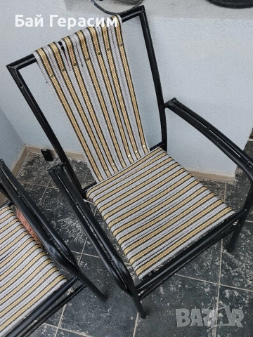 градински стол с подлакътници метален, снимка 3 - Градински мебели, декорация  - 53603885