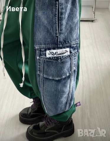 Дамски панталон с дънкови елементи, снимка 3 - Панталони - 53345180