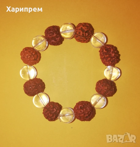 Гривни с рудракши и кристали