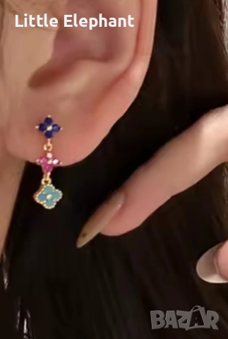 Pre order Сребърни висящи обеци бранд,gold,multicoloured cristals,колекция"Famous"/нови