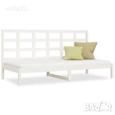 vidaXL Дневно легло, бяло, 80x200 см, борово дърво масив(SKU:3108208