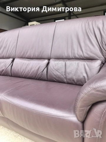Кожен диван триместен, снимка 5 - Дивани и мека мебел - 53851730