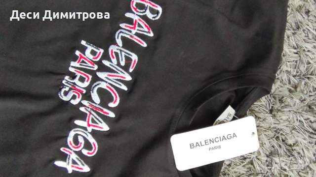 Balenciaga нова черна тениска с бродерия, снимка 3 - Тениски - 44940032