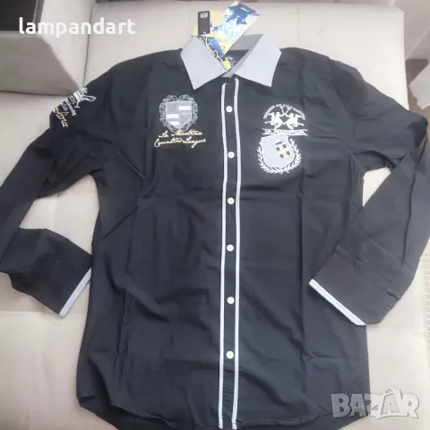 Риза La Martina черна, снимка 2 - Ризи - 38210933