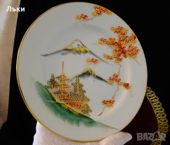 Чиния японски порцелан Sаtsuma Kazan,злато. , снимка 7 - Антикварни и старинни предмети - 51240259