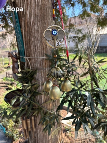 Метален вятърен звънец със слонче и окото на Назар, снимка 8 - Декорация за дома - 53663807