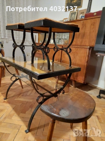 маса с табуретки от ковано желязо, снимка 4 - Маси - 51747358