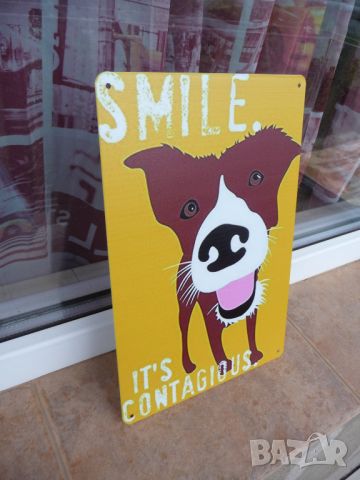 Метална табела куче Усмихни се заразно е усмивка смях забава добро настроение, снимка 2 - Декорация за дома - 46198908