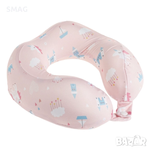 Детска възглавница за пътуване мемори пяна розов еднорог 22x22x8 см_1233380