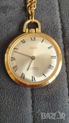 Немски джобен механичен позлатен часовник Osco, снимка 7 - Антикварни и старинни предмети - 46409693