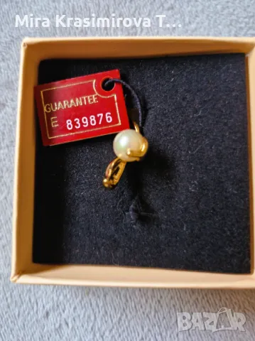 Оригинална висулка Majorica с перла и позлатен обков, снимка 2 - Колиета, медальони, синджири - 50233285