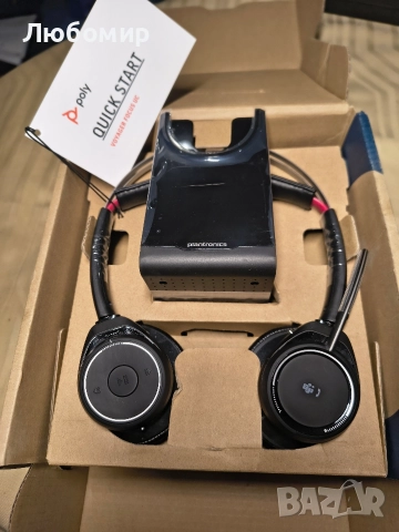 Plantronics Voyager Focus UC B825 Bluetooth стерео слушалки със зареждаща станция, с USB-A BT, , снимка 3 - Слушалки и портативни колонки - 52672893