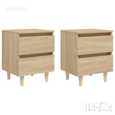 vidaXL Нощни шкафчета с крака от бор масив 2 бр дъб сонома 40x35x50 см(SKU:805858