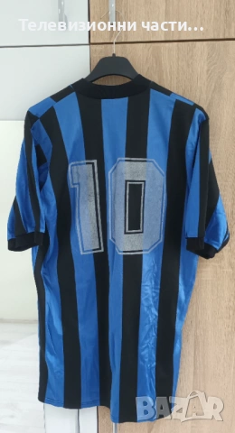 Ретро винтидж футболна тениска фланелка Puma #10 черно-синьо райе,размер XL, снимка 2 - Спортни дрехи, екипи - 54236111