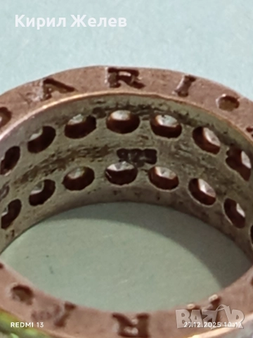 Луксозен сребърен пръстен BVLGARI с кристали марков 22248, снимка 6 - Пръстени - 52909715