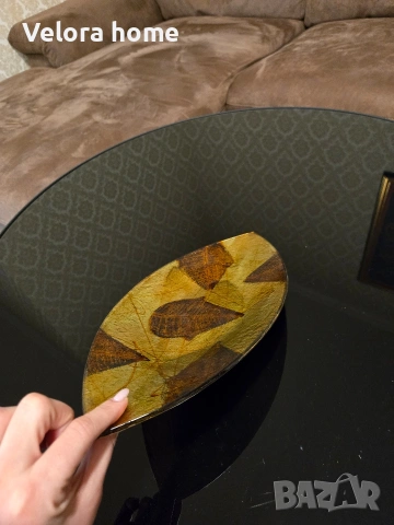 Чиния "листо" РЪЧНА ИЗРАБИТКА , снимка 5 - Чинии - 53103714