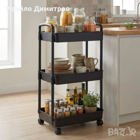 Мултифункционална количка етажерка с 3 рафта за кухня, снимка 2 - Други - 54215256