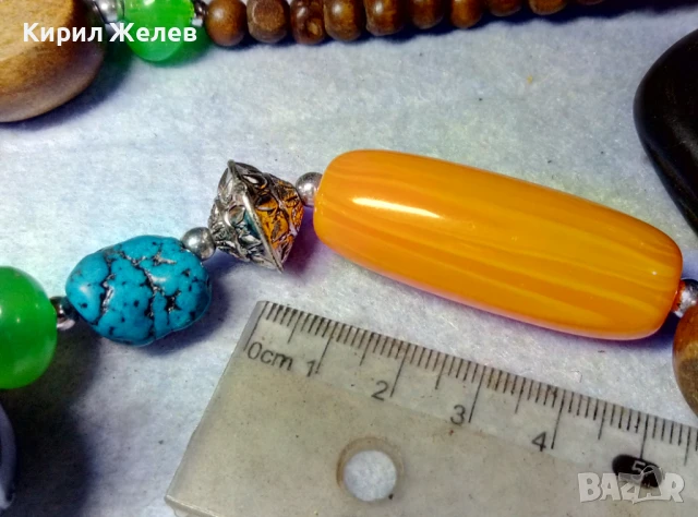 ЕТНО АРТ СТИЛ ОГЪРЛИЦА с МУРАНО ТЮРКОАЗ ТОПЕН КЕХЛИБАР ЗЕЛЕН АХАТ и ДЪРВО ХЕНД МЕЙД НАКИТ 40427, снимка 9 - Колиета, медальони, синджири - 51371671