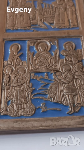 Руска бронзова икона от 19век , снимка 4 - Икони - 52726509