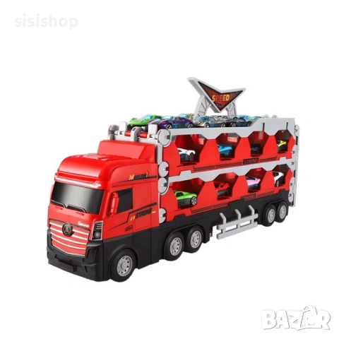 Трансформиращ се камион-писта 2-в-1 с включен комплект от 24 метални колички 4643