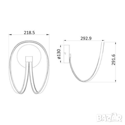 LED аплик за стена 20W, IP20, K, снимка 5 - Лед осветление - 46816585