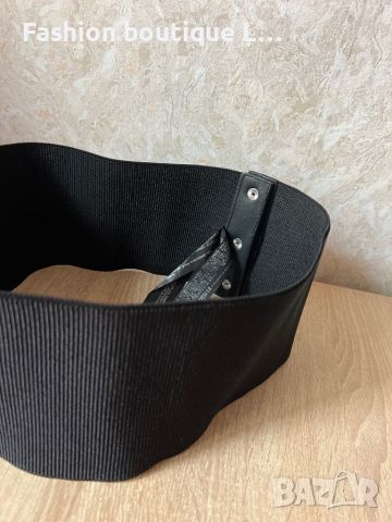 Черен ластичен колан за талията с кожен детайл тип корсет с връзки 🖤, снимка 5 - Колани - 45673422