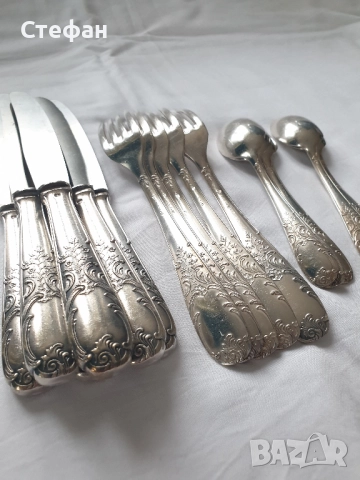 Комплект посребрени прибори, снимка 12 - Антикварни и старинни предмети - 52452047