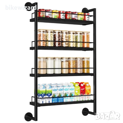 IBUYKE Стенен органайзер за подправки, 4 нива, голям, за 50 буркана  НОВО
