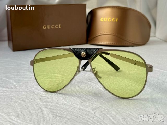 Gucci 2024 мъжки слънчеви очила авиатор с кожа 5 цвята, снимка 7 - Слънчеви и диоптрични очила - 45484592