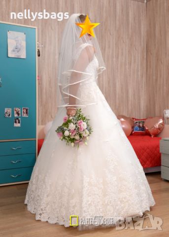 Булчинска рокля с подарък чанта и воал, снимка 4 - Сватбени рокли - 40821449
