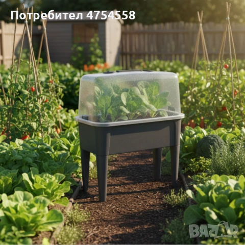 Сива оранжерийна маса с капак - здрава и практична