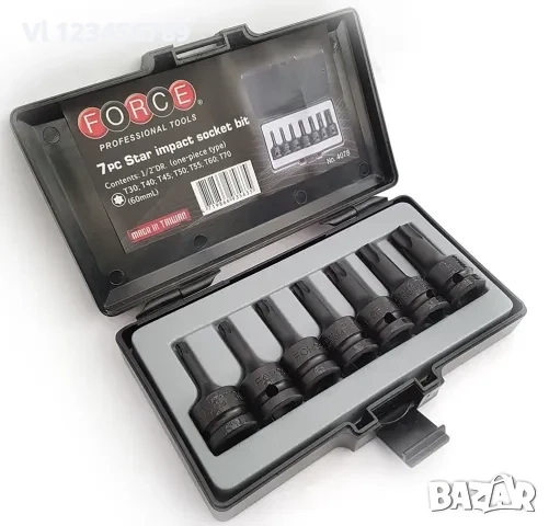 К-т вложки TORX ударни от T30 до T70 1/2 7части