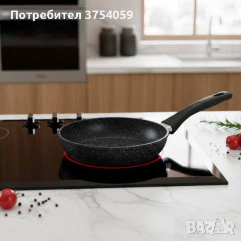 Комплект тигани Cheffinger с мраморно покритие – 3 части за всяка кухня - черен цвят, снимка 3 - Съдове за готвене - 53124743