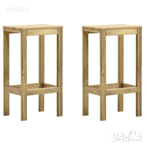 vidaXL Градински бар табуретки, 2 бр, импрегниран бор（SKU:315408, снимка 1