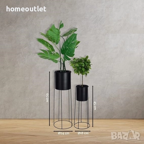 ПРОМОЦИЯ Метални поставки за саксии в черно, к-кт от 2 бр - WOHAGA C4700025, снимка 6 - Стайни растения - 52824595