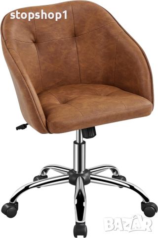 Офис стол Yaheetech Ергономичен въртящ се фотьойл от изкуствена кожа 360° накланяща се облегалка с р, снимка 2 - Столове - 46348363