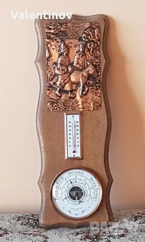 Старинен барометър плюс термометър , снимка 1