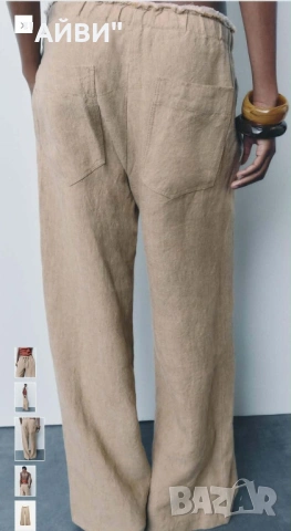 ZARA Дамски панталон от лен, снимка 3 - Панталони - 54003868