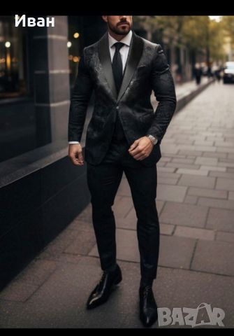 Мъжки костюм черно размер XL, снимка 1 - Костюми - 45462917