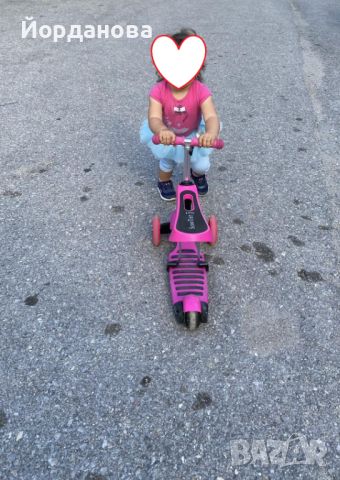 ScooTer, Тротинетка със седалка, 3 в 1 розова, снимка 3 - Детски велосипеди, триколки и коли - 45092594