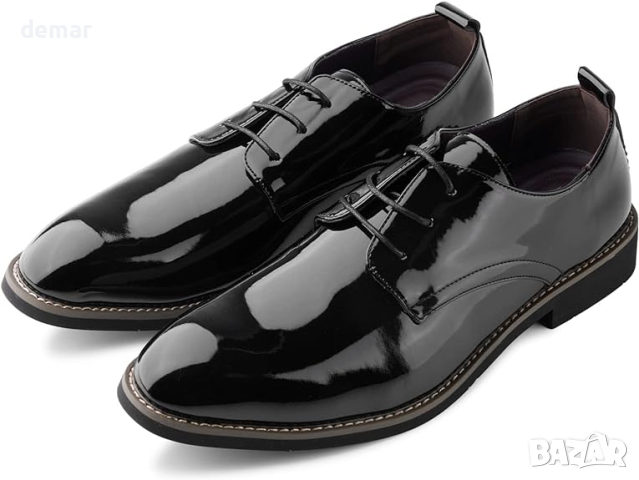 Мъжки лачени обувки класически модни Оксфорд, черни, размер 42, снимка 4 - Официални обувки - 45070782