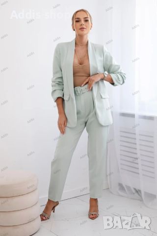 Елегантен дамски комплект сако и панталон, 3цвята , снимка 3 - Костюми - 45796114