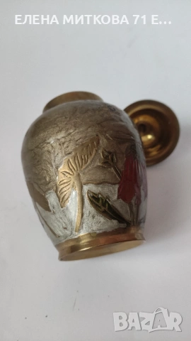 Две изделия от масивен месинг ръчно декорирани в техника емайл, снимка 10 - Антикварни и старинни предмети - 53058330