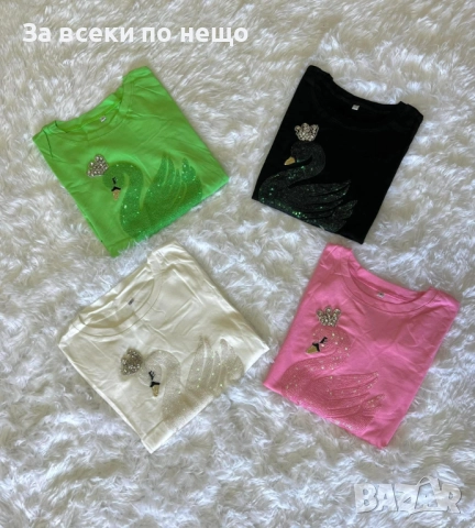 Дамска Тениска С Лебед👚Дамска Блуза С Къс Ръкав - 3 Цвята Код EN