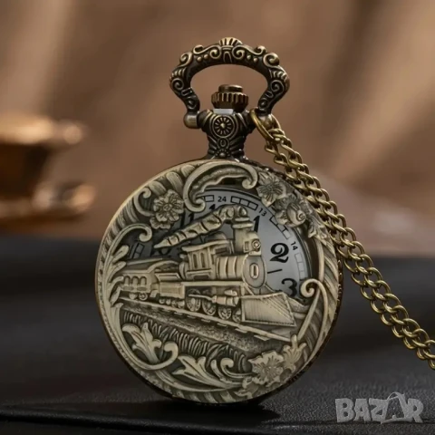 Джобен часовник влак локомотив парен машинист вагони релси железници перон гара, снимка 2 - Джобни - 50949288